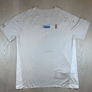 On Cloud Men's Pearl/Undyed-White Running Performance T-shirt Size XL With Logos